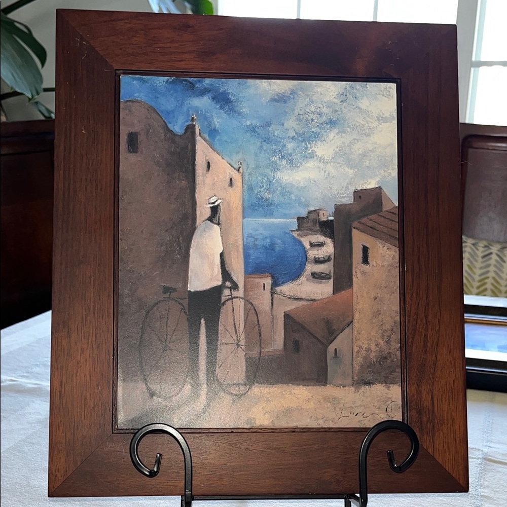 Village Seascape “Cafe En La Tarde” and “La parada” by Didier Lourenco Framed - Picture 5 of 7